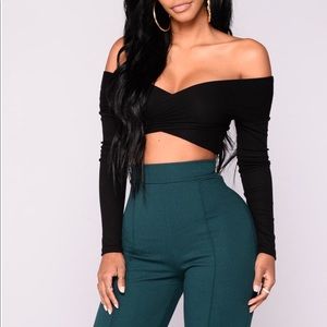 Fashion Nova Black Off Shoulder Crop Top